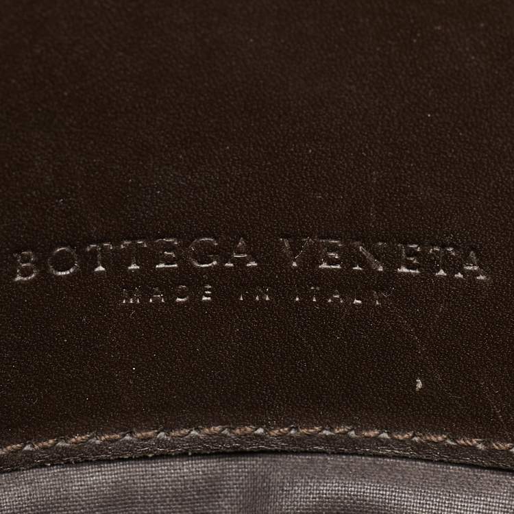 Pre Owned Bottega Veneta Dark Brown Intrecciato Leather Envelope Flap Briefcase
