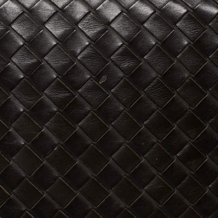 Pre Owned Bottega Veneta Dark Brown Intrecciato Leather Envelope Flap Briefcase