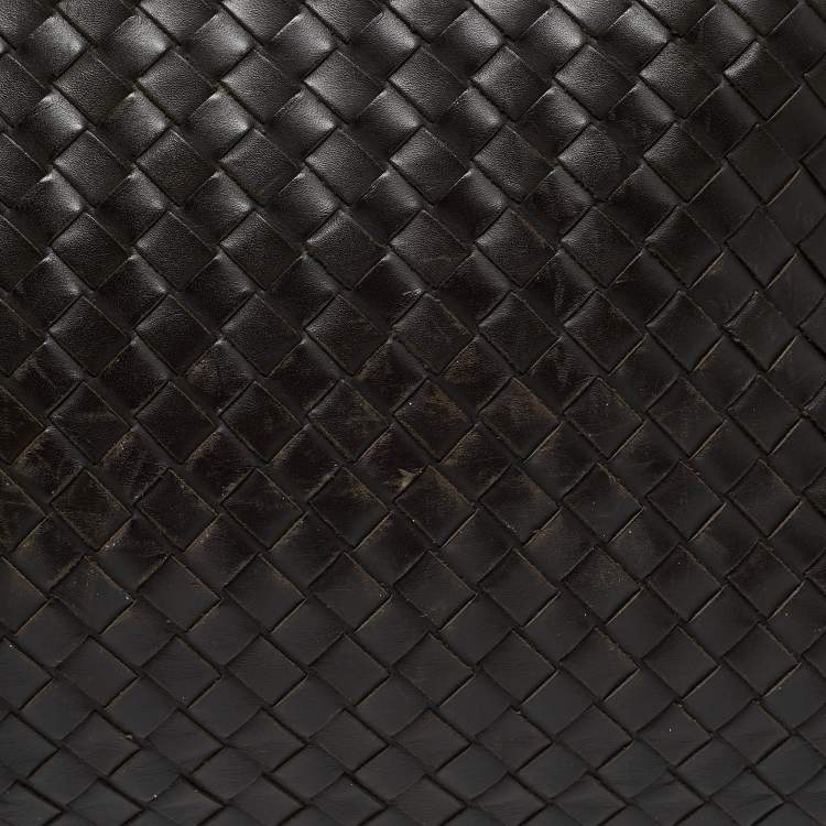 Pre Owned Bottega Veneta Dark Brown Intrecciato Leather Envelope Flap Briefcase