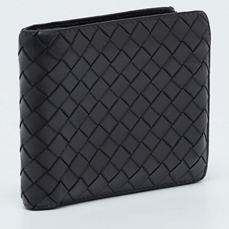 مملوكة مسبقًا Bottega Veneta Dark Brown  Intrecciato Leather Bifold Wallet