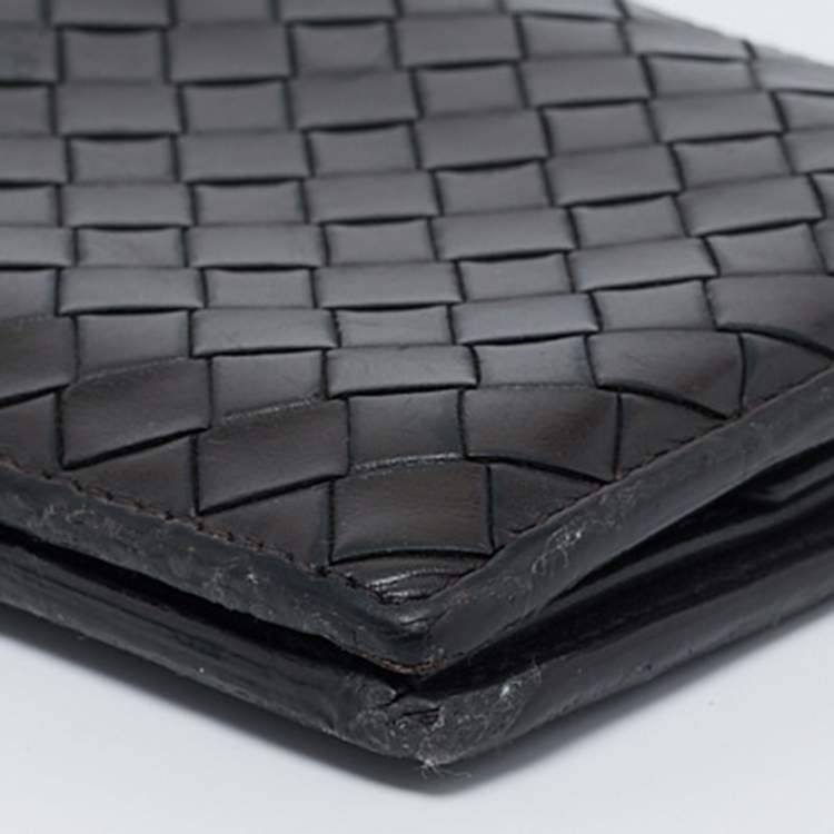 مملوكة مسبقًا Bottega Veneta Dark Brown  Intrecciato Leather Bifold Wallet