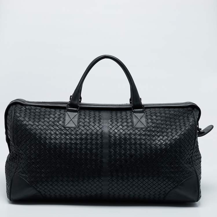 مملوكة مسبقًا Bottega Veneta Black Intrecciato Leather Duffel Bag