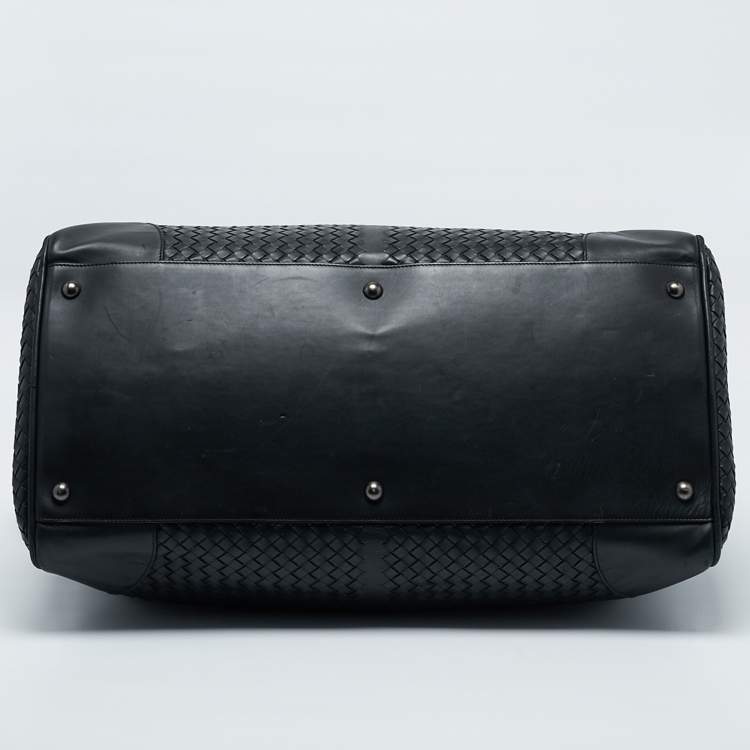 مملوكة مسبقًا Bottega Veneta Black Intrecciato Leather Duffel Bag