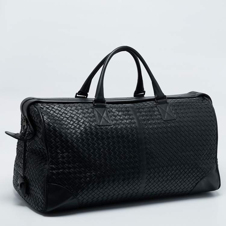 مملوكة مسبقًا Bottega Veneta Black Intrecciato Leather Duffel Bag