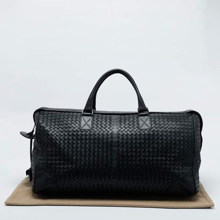 مملوكة مسبقًا Bottega Veneta Black Intrecciato Leather Duffel Bag
