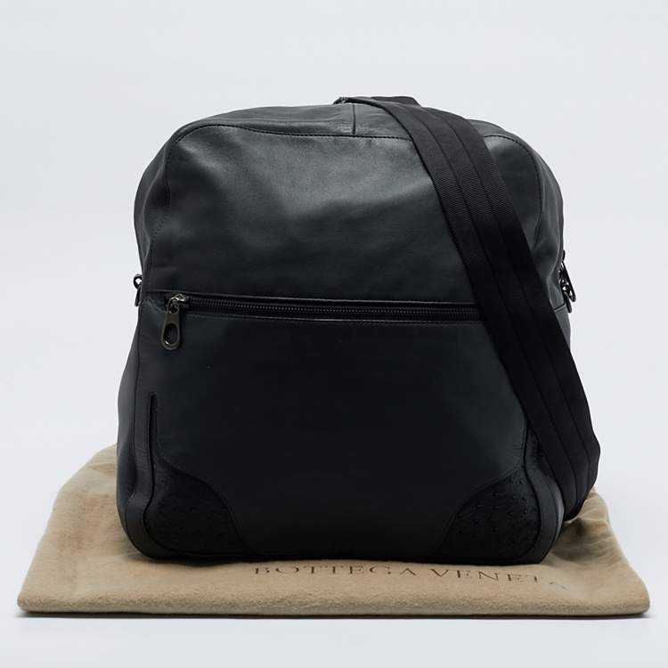 Pre Owned Bottega Veneta Dark Grey Leather and Ostrich Messenger Bag