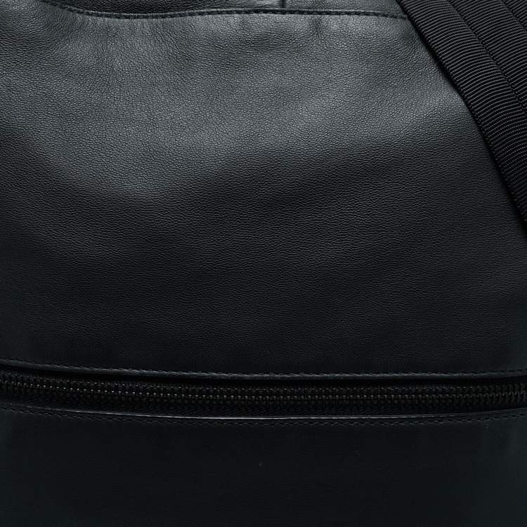 Pre Owned Bottega Veneta Dark Grey Leather and Ostrich Messenger Bag