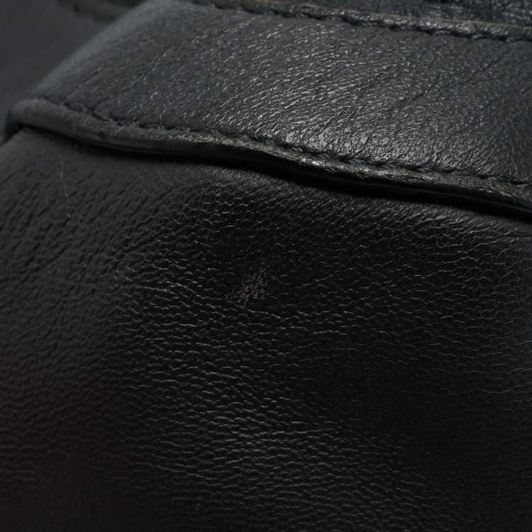 Pre Owned Bottega Veneta Dark Grey Leather and Ostrich Messenger Bag