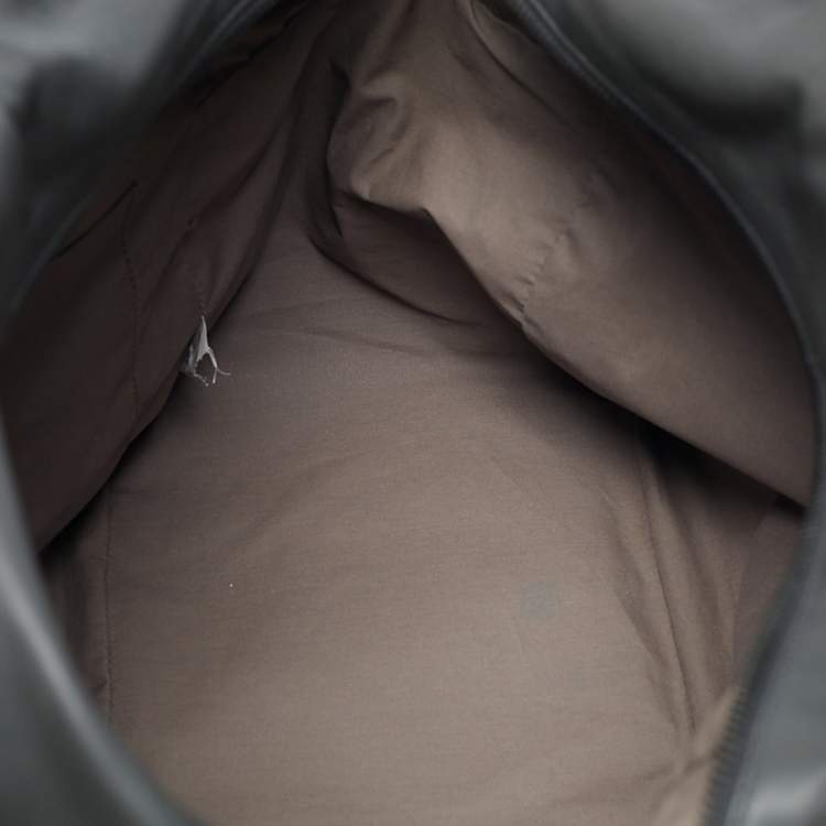 Pre Owned Bottega Veneta Dark Grey Leather and Ostrich Messenger Bag