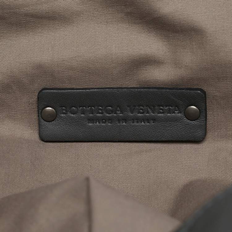 Pre Owned Bottega Veneta Dark Grey Leather and Ostrich Messenger Bag