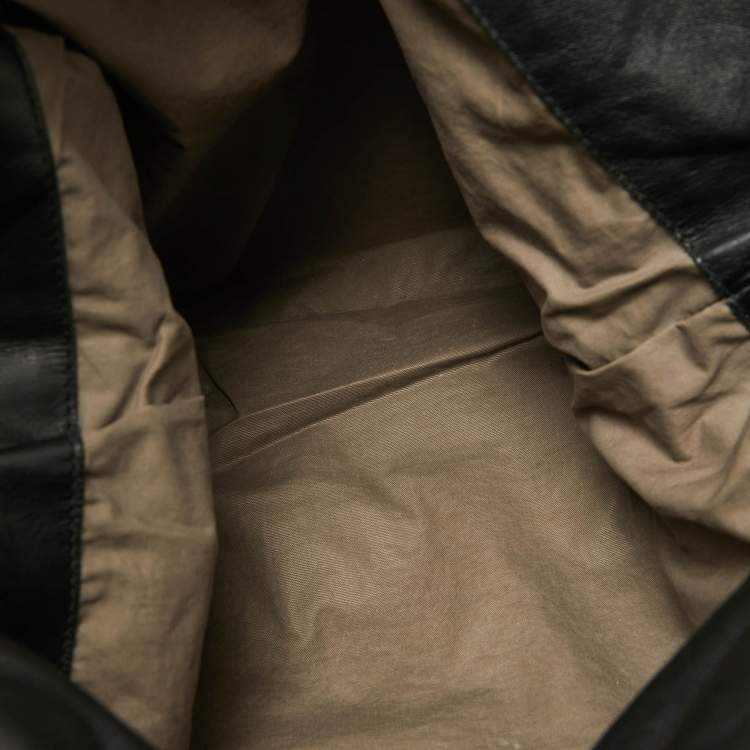 Pre Owned Bottega Veneta Black Intrecciato Leather Flap Messenger Bag