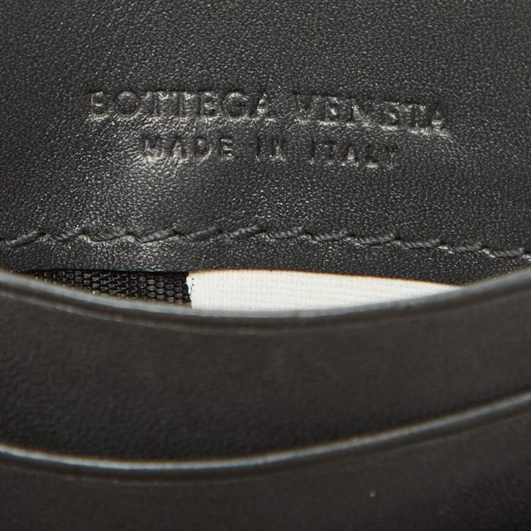 Pre Owned Bottega Veneta Dark Grey Intrecciato Leather Card Case