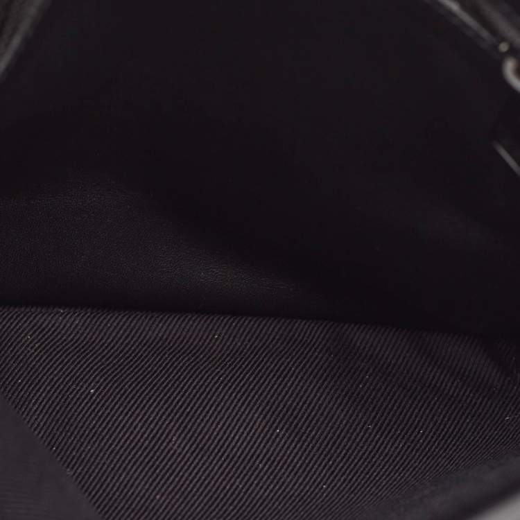 Pre Owned Bottega Veneta Black Intrecciato Leather Cut Out Handle Messenger Bag