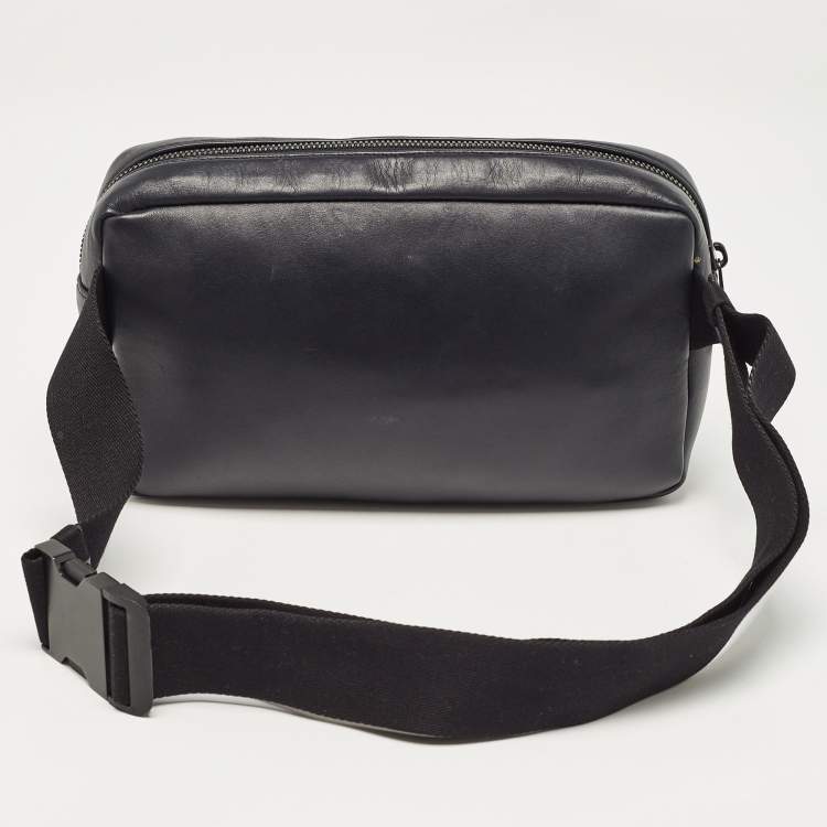 Pre Owned Bottega Veneta Dark Blue Intrecciato Leather Belt Bag