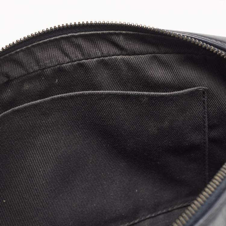 Pre Owned Bottega Veneta Dark Blue Intrecciato Leather Belt Bag