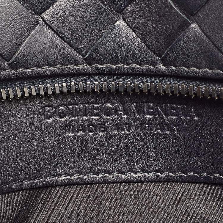 Pre Owned Bottega Veneta Dark Blue Intrecciato Leather Belt Bag