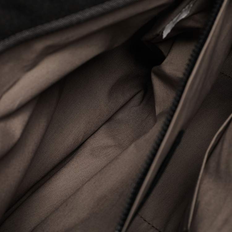 Pre Owned Bottega Veneta Black/Grey Intrecciato Leather and Nylon Messenger Bag
