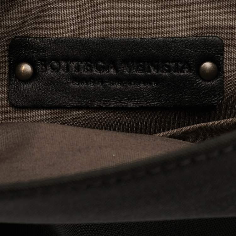 Pre Owned Bottega Veneta Black/Grey Intrecciato Leather and Nylon Messenger Bag