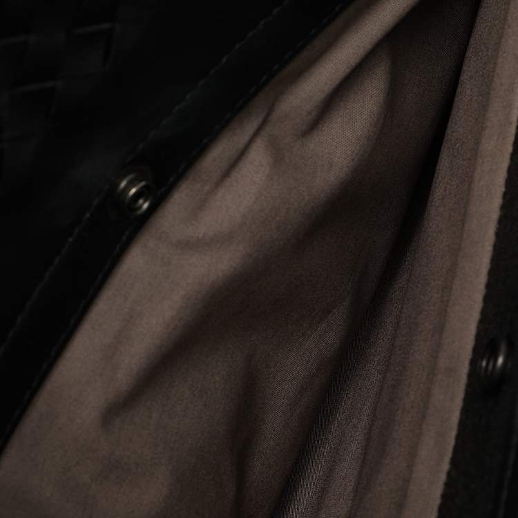 Pre Owned Bottega Veneta Black/Grey Intrecciato Leather and Nylon Messenger Bag