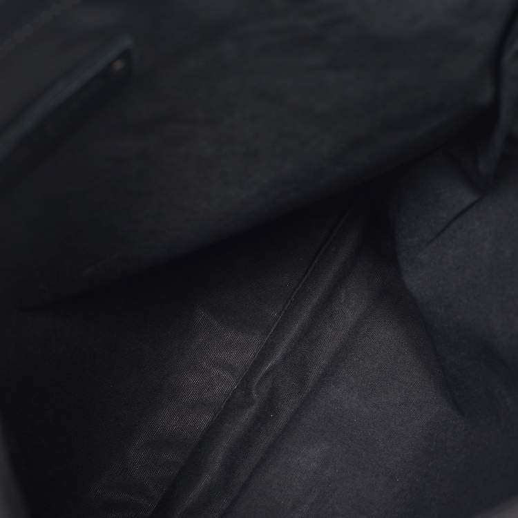 Pre Owned Bottega Veneta Black Intrecciato Leather Zip Flat Messenger Bag
