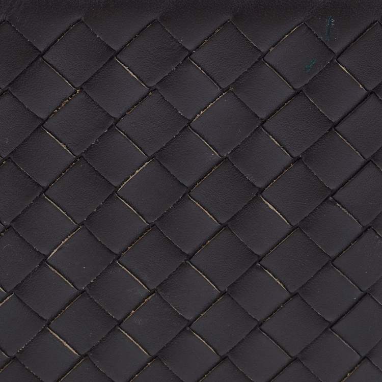 Pre Owned Bottega Veneta Dark Brown Intrecciato Leather Bifold Wallet