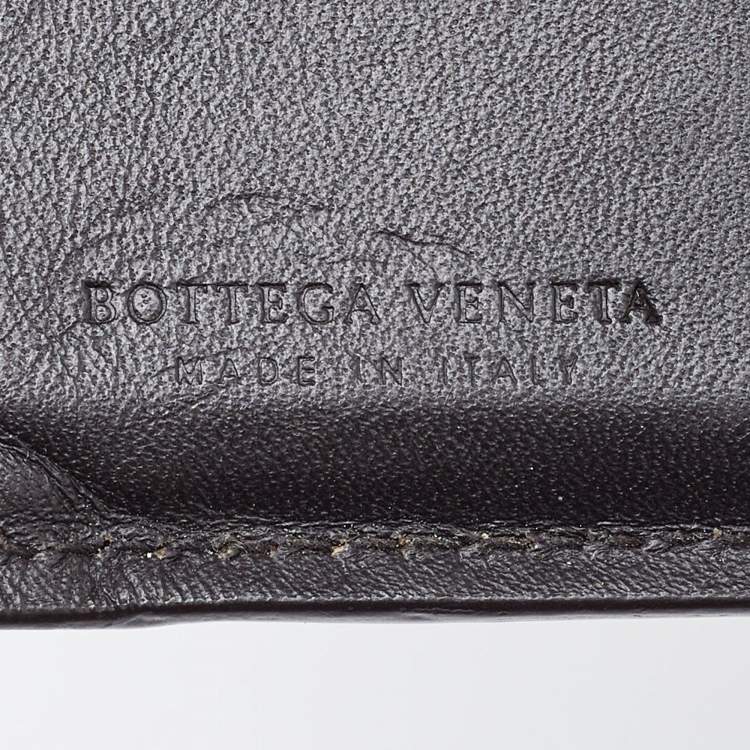 Pre Owned Bottega Veneta Dark Brown Intrecciato Leather Bifold Wallet