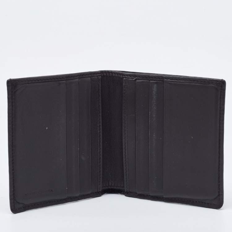 Pre Owned Bottega Veneta Dark Brown Intrecciato Leather Bifold Wallet