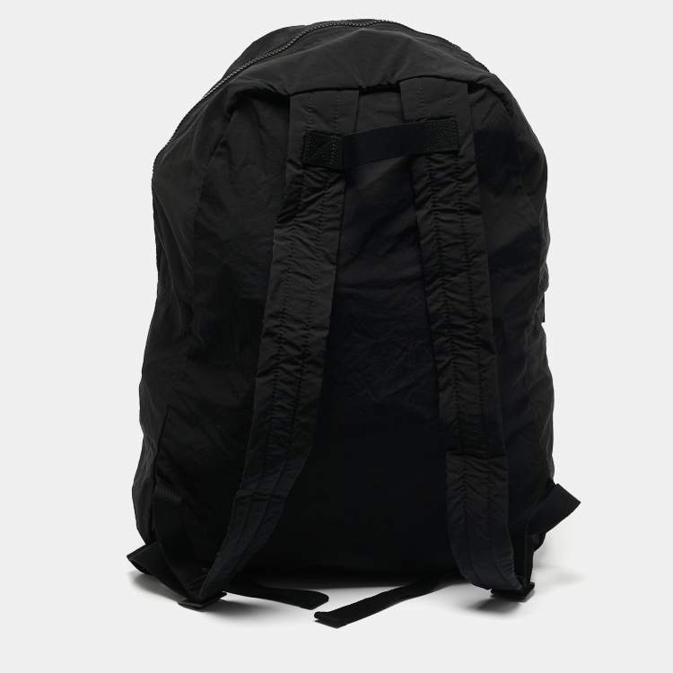 Pre Owned Bottega Veneta Black Intrecciato Leather and Nylon Foldable Backpack