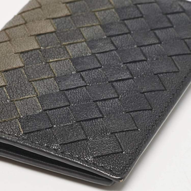 Pre Owned Bottega Veneta Ombre Black Intrecciato Leather Bifold Wallet