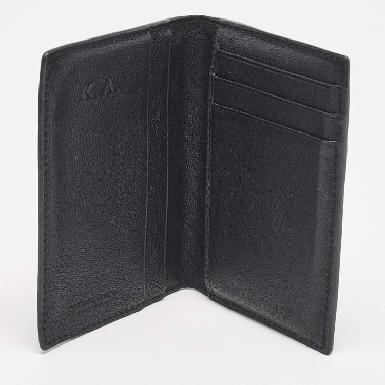 Pre Owned Bottega Veneta Ombre Black Intrecciato Leather Bifold Wallet