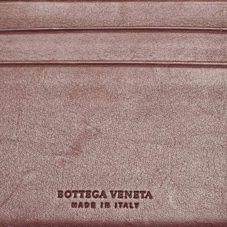 Pre Owned Bottega Veneta Burgundy Intrecciato Leather Bifold Wallet