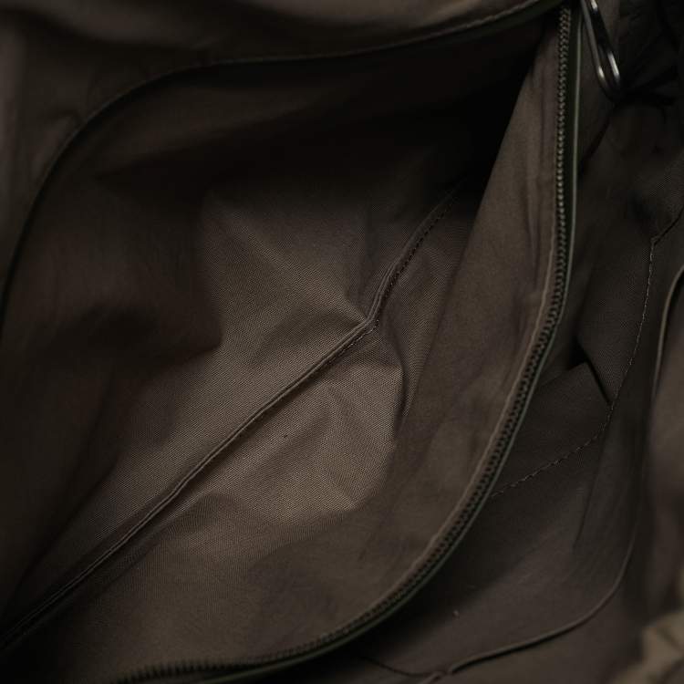 Pre Owned Bottega Veneta Green Intrecciato Leather Double Pocket Messenger Bag