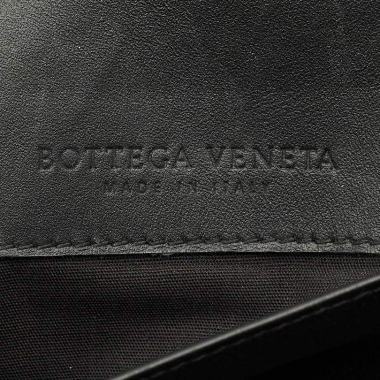 Pre Owned Bottega Veneta Black Intrecciato Leather Double Zip Wristlet Pouch