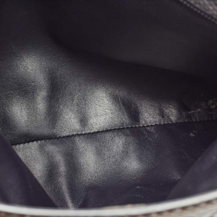 Pre Owned Bottega Veneta Midnight Blue/Black Snakeskin and Suede Flat Zip Pouch