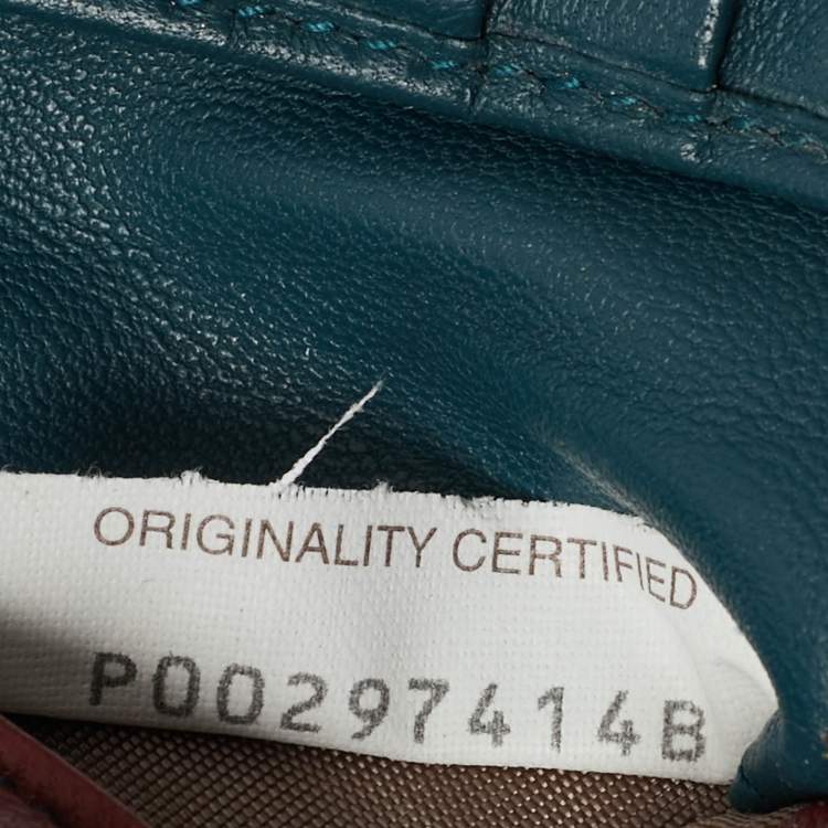 Pre Owned Bottega Veneta Blue/Red Intrecciato Leather Bifold Wallet
