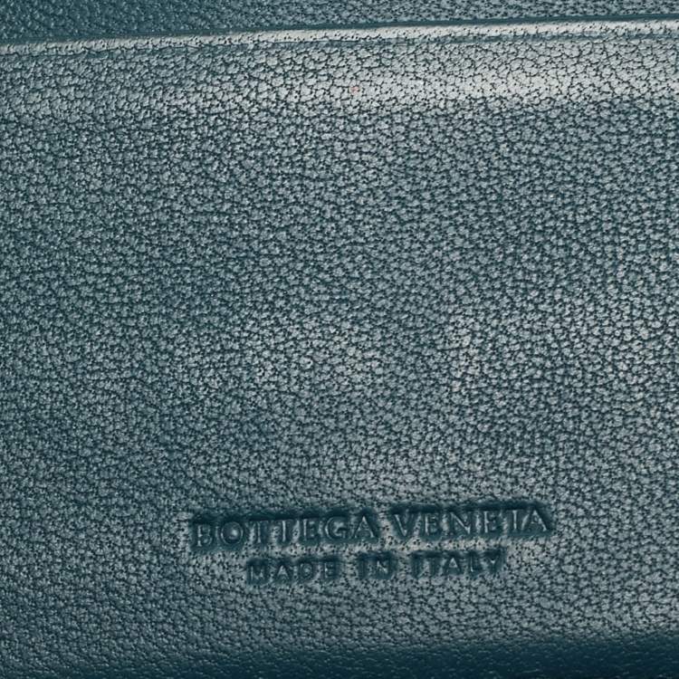 Pre Owned Bottega Veneta Blue/Red Intrecciato Leather Bifold Wallet