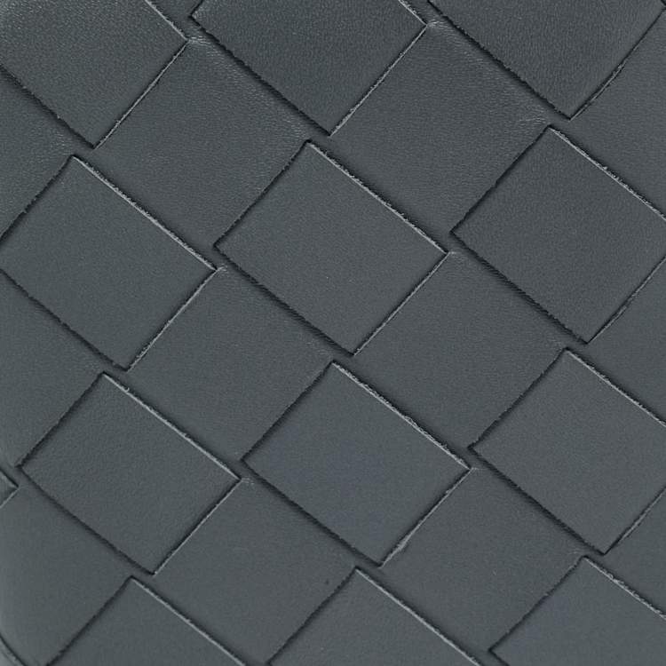 Pre Owned Bottega Veneta Grey Intrecciato Leather Card Holder