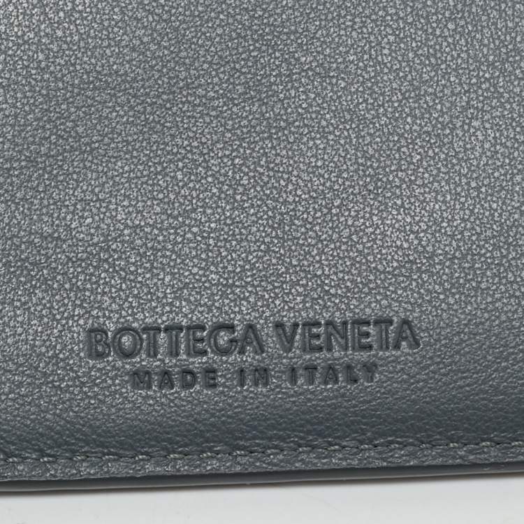 Pre Owned Bottega Veneta Grey Intrecciato Leather Card Holder