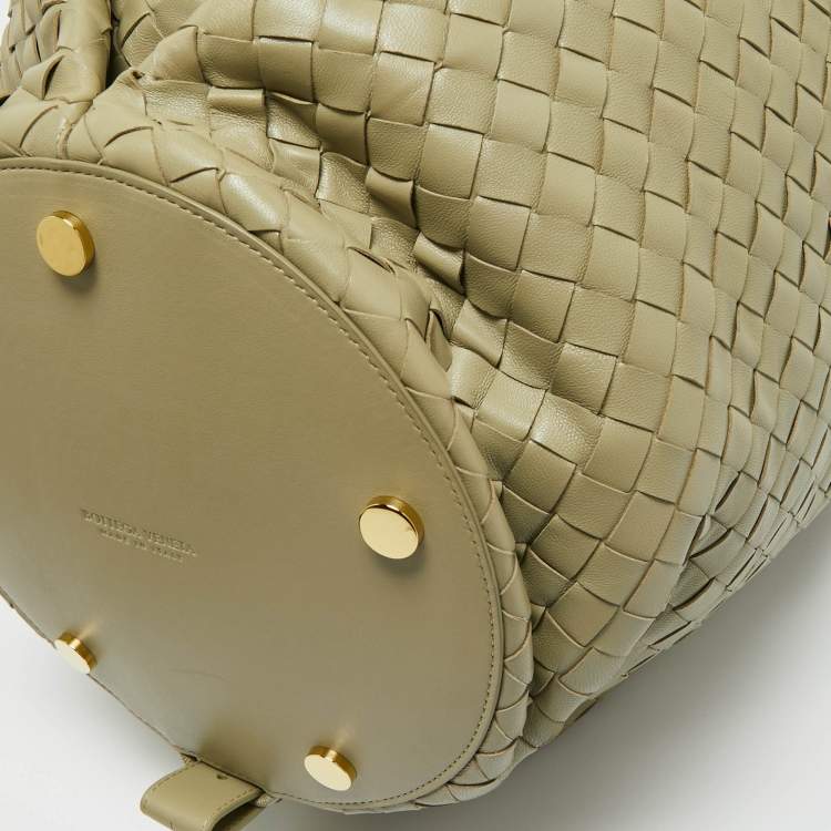 Pre Owned Bottega Veneta Green Intrecciato Leather Large Hop Bag
