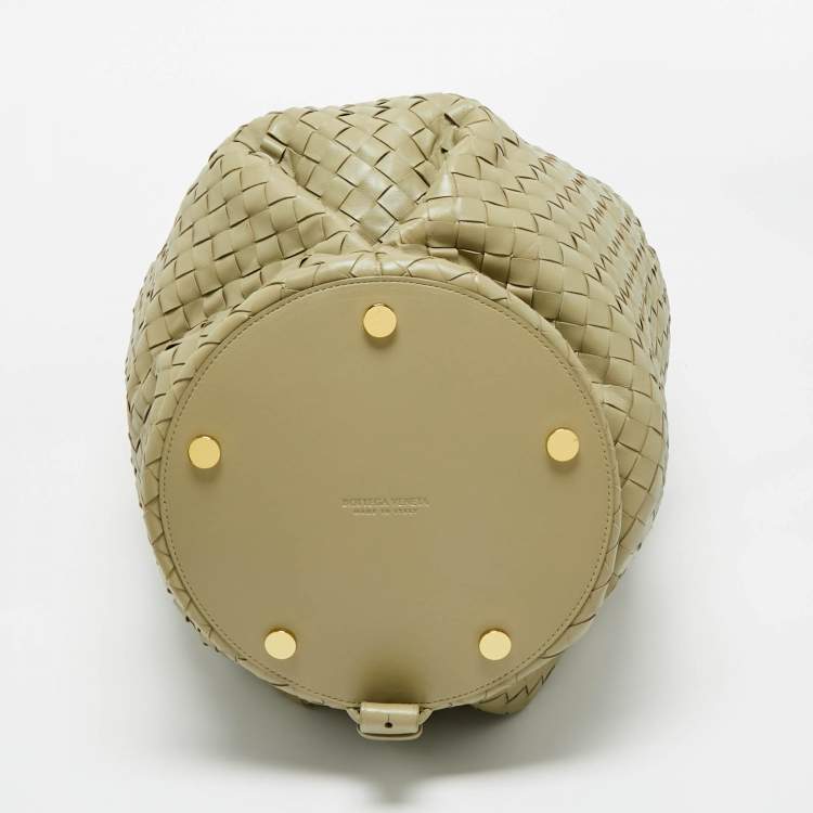 Pre Owned Bottega Veneta Green Intrecciato Leather Large Hop Bag