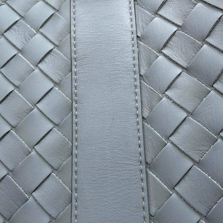 Pre Owned Bottega Veneta Intrecciato 2Way Business Bag Gray Leather