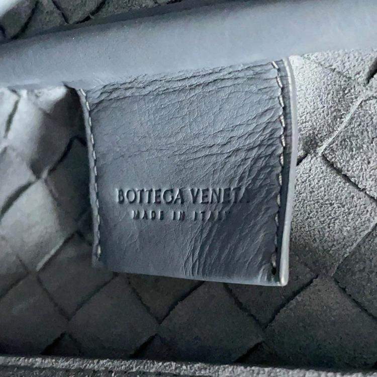 Pre Owned Bottega Veneta Intrecciato 2Way Business Bag Gray Leather