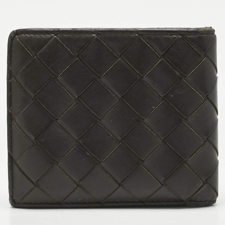 Pre Owned Bottega Veneta Brown Intrecciato Leather Bifold Wallet