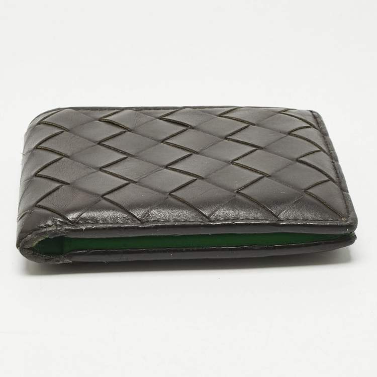 Pre Owned Bottega Veneta Brown Intrecciato Leather Bifold Wallet