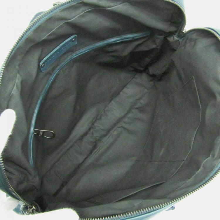 Pre Owned Bottega Veneta Intrecciato Dark Green Leather Briefcase