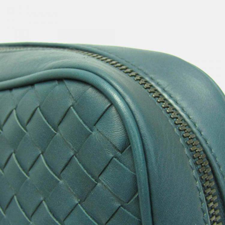 Pre Owned Bottega Veneta Intrecciato Dark Green Leather Briefcase