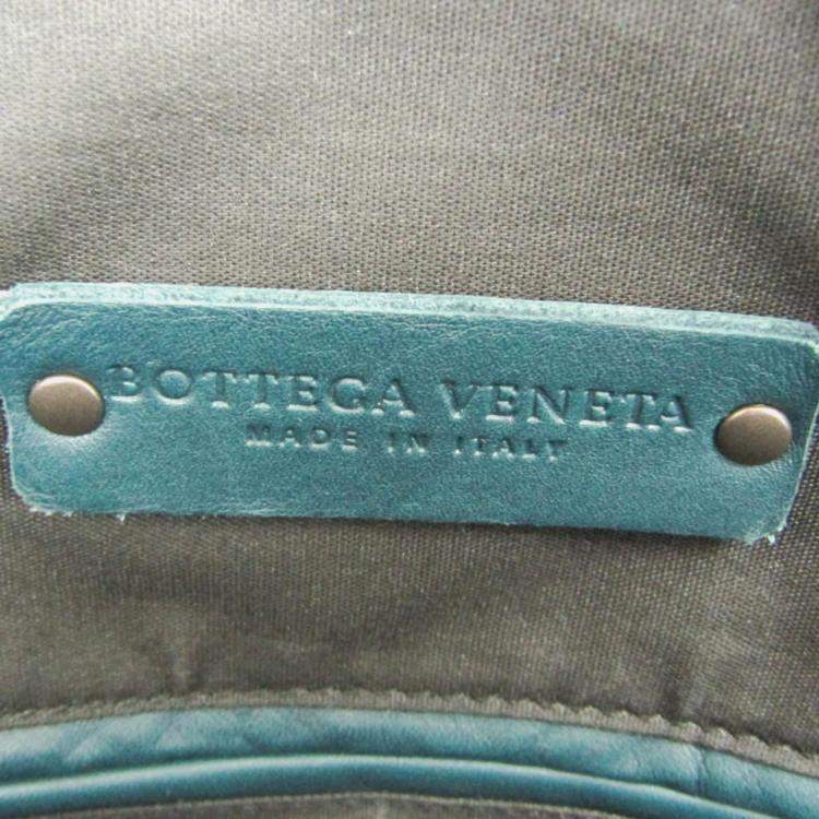 Pre Owned Bottega Veneta Intrecciato Dark Green Leather Briefcase