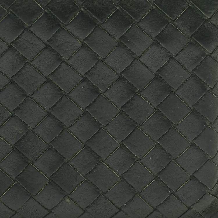 Pre Owned Bottega Veneta Dark Green Intrecciato Leather Bifold Wallet