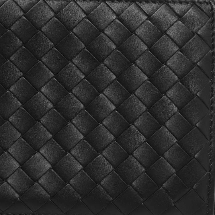 Pre Owned Bottega Veneta Black Leather Intrecciato Bifold Wallet
