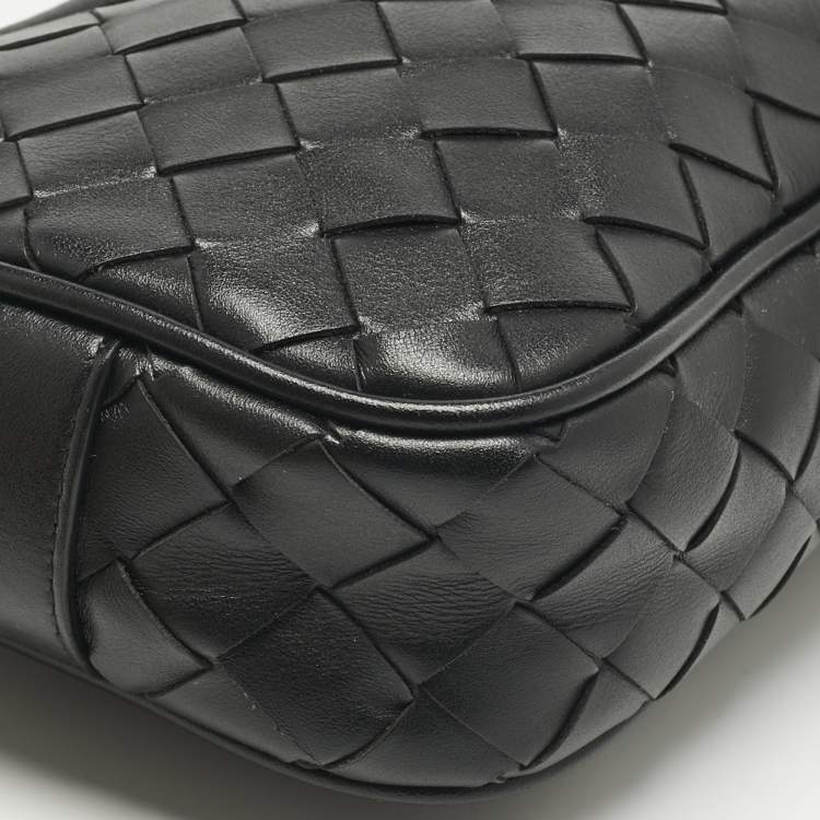 Pre Owned Bottega Veneta Black Intrecciato Leather Camera Crossbody Bag
